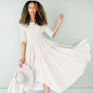 Orange Creek Smocked Danity Floral Midi Dress Size S/M